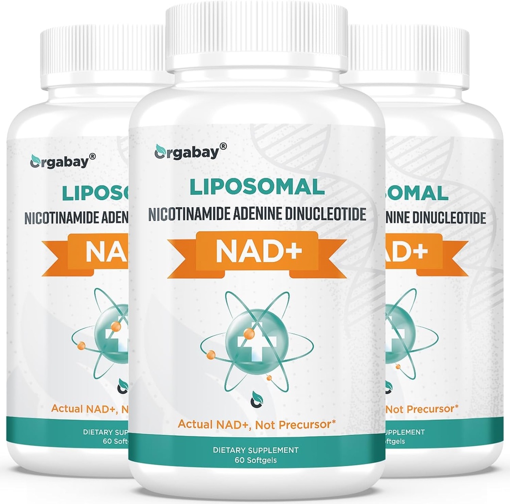 Orgabay Liposomal NAD. Supliment 500 mg, Absorbţie mare, Boost NAD+ cu TMG 250 mg, actual NAD Plus mai eficient decât nicotinamida Ribozidă, suport energie celulară, îmbătrânire sănătoasă 180 Softgels