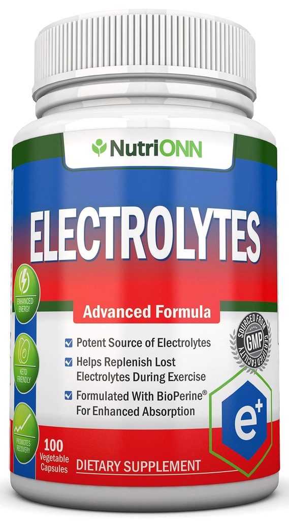 Electroliti - 100 capsule naturale de înlocuire electrolitice - pastile Keto premium prietenos - Nu zahăr - mare pentru hidratare, reinnoire si revitalizare - urme minerale Potasiu, magneziu, sare de sodiu