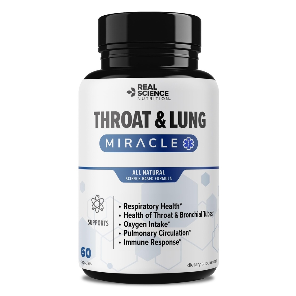 Real Science Throat & Lung Detoxifiere capsule pentru a șterge mucus, Sore gât și suport respirație 