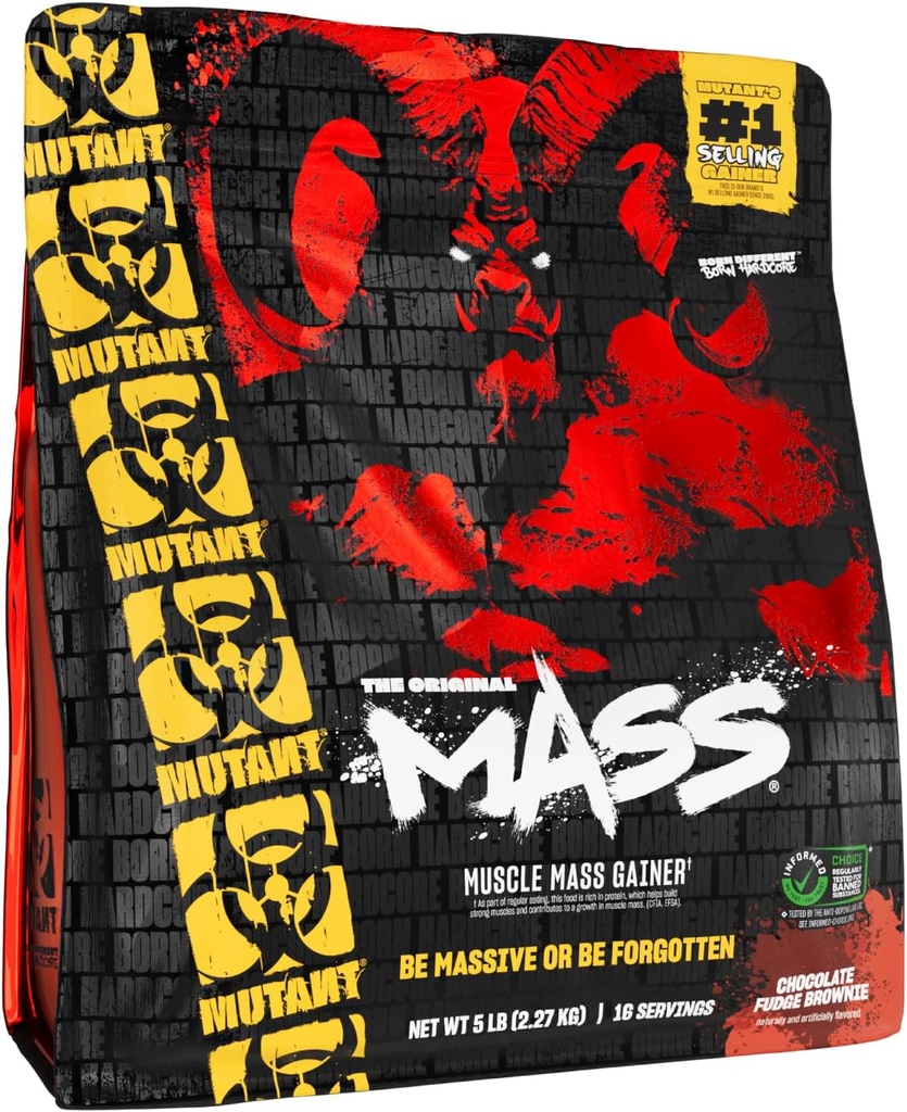 Mutant Mass Gainer Praf de proteine de masă - Proteina calorie mare pentru masa de lean, musculare Build, & Bulking - 5 Lire - ciocolată Fudge Brownie