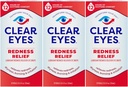 Clear Eyes Redness Eye Relief Picături oftalmice, 0.5 Fl Oz, Pachet de 3