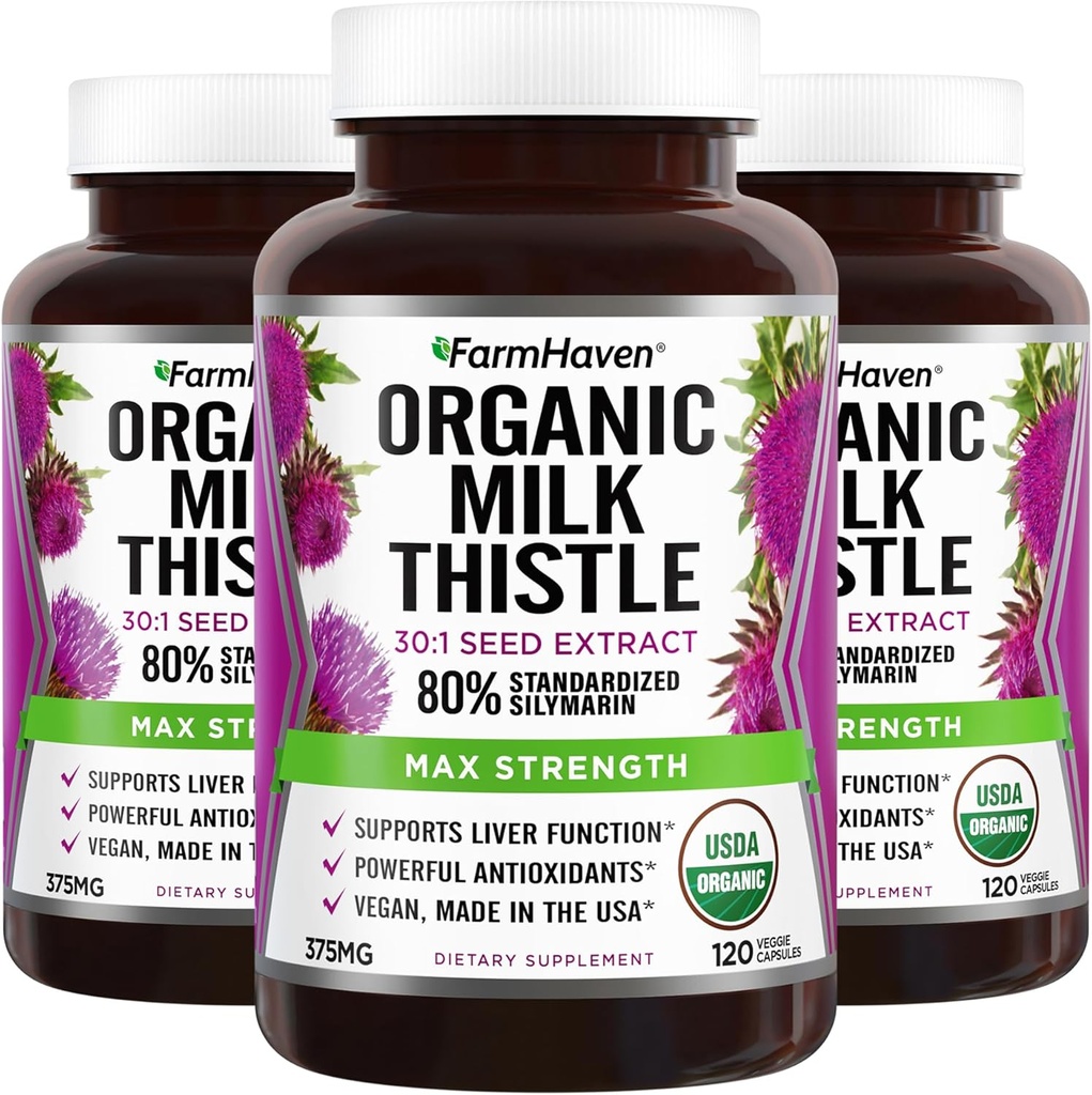 FarmHaven USDA Organic Milk Thistle Capsulele de Thistle 