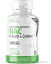 Fusions Nature NAC Supliment N-Acetyl Cysteine - NAC 600 mg - Supliment anti-îmbătrânire, Supliment antioxidant, Suport hepatic şi pulmonar, Boost Glutatione - N Acetil Cysteine (60 capsule)