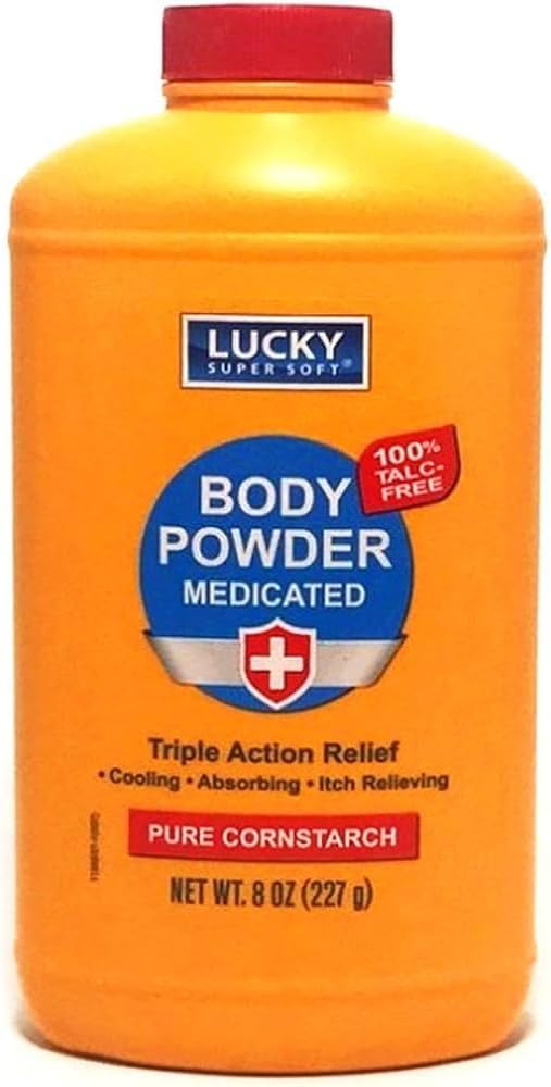 Lucky Super Soft Medicate Body Powder, 8-oz., Soothes Itch, Cools Skin, Absorbs Umiditate, Dries Oozing of Poison Ivy, Oak, Sumac