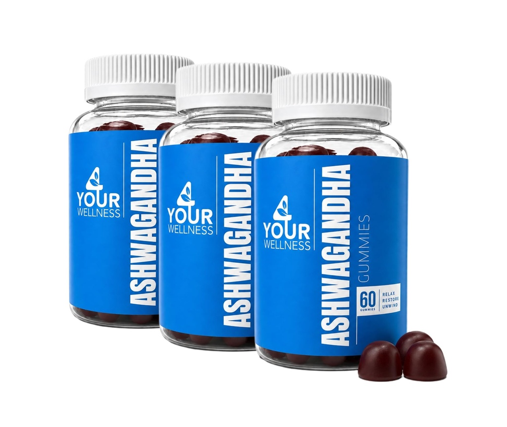 Ashwagandha Gummies Mixed Berry KSM-66, Lion's Mane, Vitamina-D, Non-GMO, Gluten-Free, Gelatină fără Kosher (180 Count (Pachet de 3)