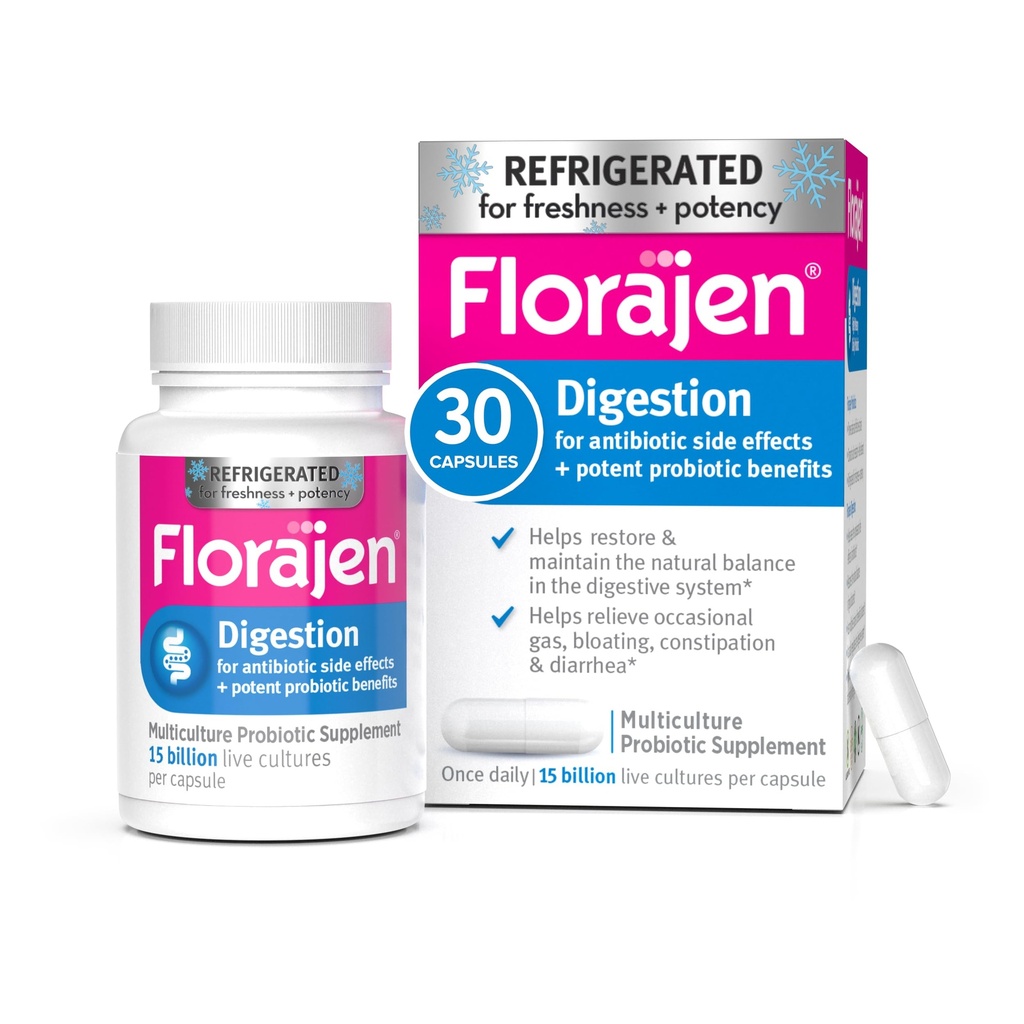 Florajen Digestion Probiotics, Suplimentul de sănătate cu constipaţie şi exfoliere pentru adulţi, 30 Conte (Refrigerat)