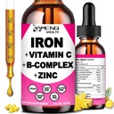 Supliment de fier pentru femei Barbati si copii, Vitamina de Fier C, A, B-complex, Vegan picaturi de fier de mare potenta Vitamina lichida & Suplimente de fier pentru anemie, Celula rosie de sange, Energie, Blood Builder, Gentle