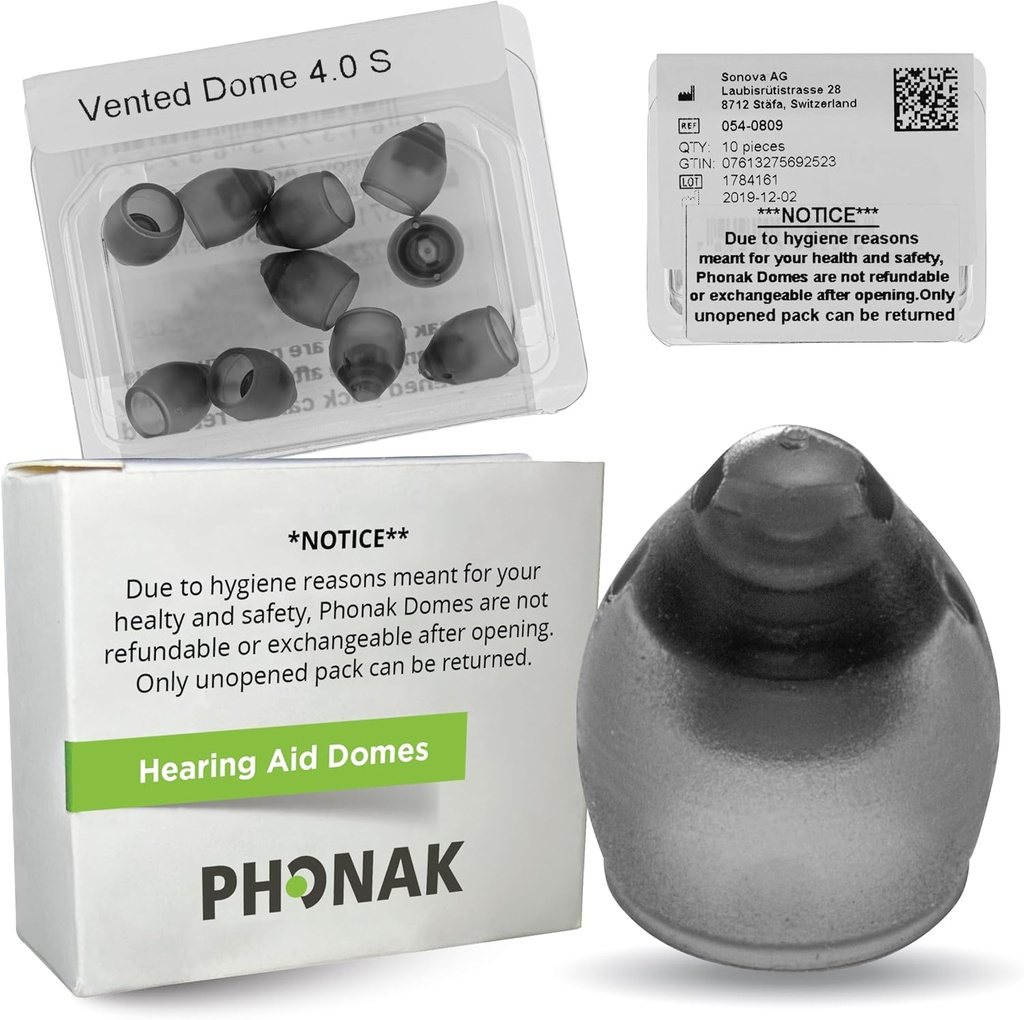 Phonak Vented 4.0 Dome Small (0,29 inch=7.5mm) 10 Domes, Originale OEM Elveţia Înlocuire Sonova, Audiere Domes pentru Phonak Audeo Marvel Paradise Lumity Accesorii -1 Pack/10 Domes Total