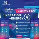 HidroMATE Electroliti pulbere băuturi Pachete Hidratare Accelerator scăzut zahăr Party Favoruri pentru recuperare rapidă vitamina C Plus Cafeina Variety Pack 16 Sticks