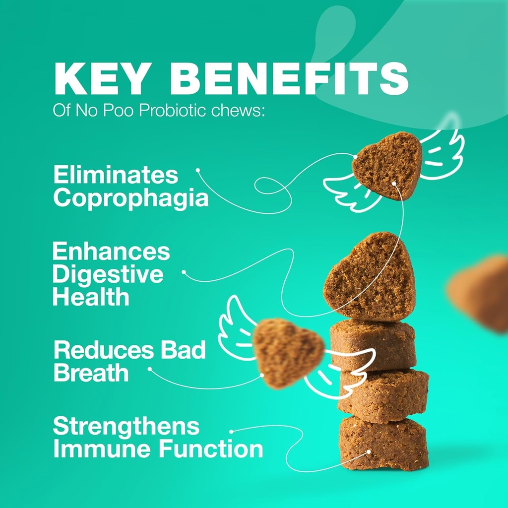 No Poo Chewables pentru câini - enzime, Probiotice câine pentru Digestive Health - Canine Digestive, Gut & Imune Health Supplement