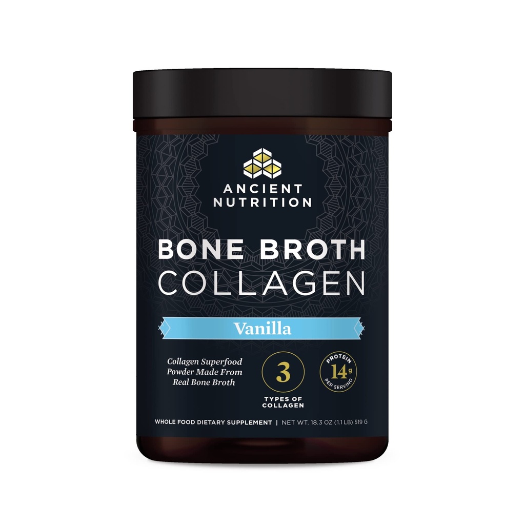 Nutriţie antică Colagen pulbere, Bone Broth Colagen, Vanilie, Hidrolized Multi Colagen Peptide, Sprijină Piele şi Nails, Supliment comun, 30 Serviri, 18.3oz