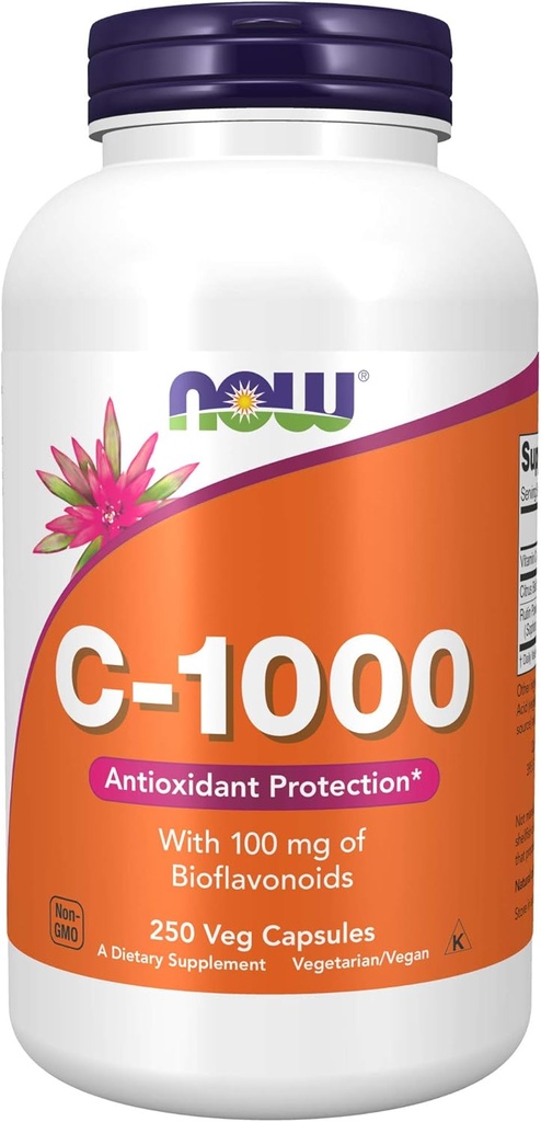 NOW Foods Supplements, Vitamin C-1,000 with 100 mg of Bioflavonoids, Antioxidant Protection*, 250 Veg Capsules