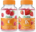 Vitamină vie E + vitamina D 10000 UI, Gummie Bundle - mare Tasting, Supliment de vitamine, gluten gratuit, OMG gratuit, Guma de mestecat