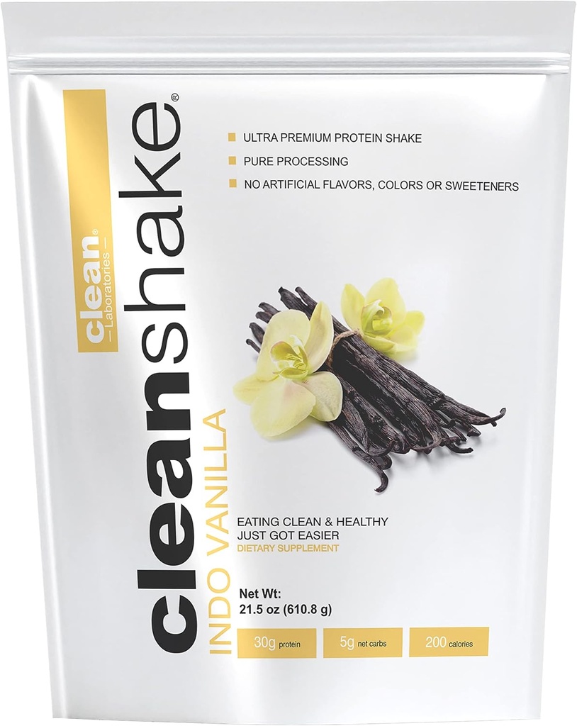 CleanShake Ultra-Premium Protein Shake. Clean Protein Powder Shake with 21 Organic Ingredients, 23 Vitamins and Minerals, and Non-GMO and rGBH-Free Grass Fed Whey Protein. Informed Protein Certified.