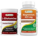 L-glutamină Pulbere pură 1 LB & Magneziu Glicinat 425 mg