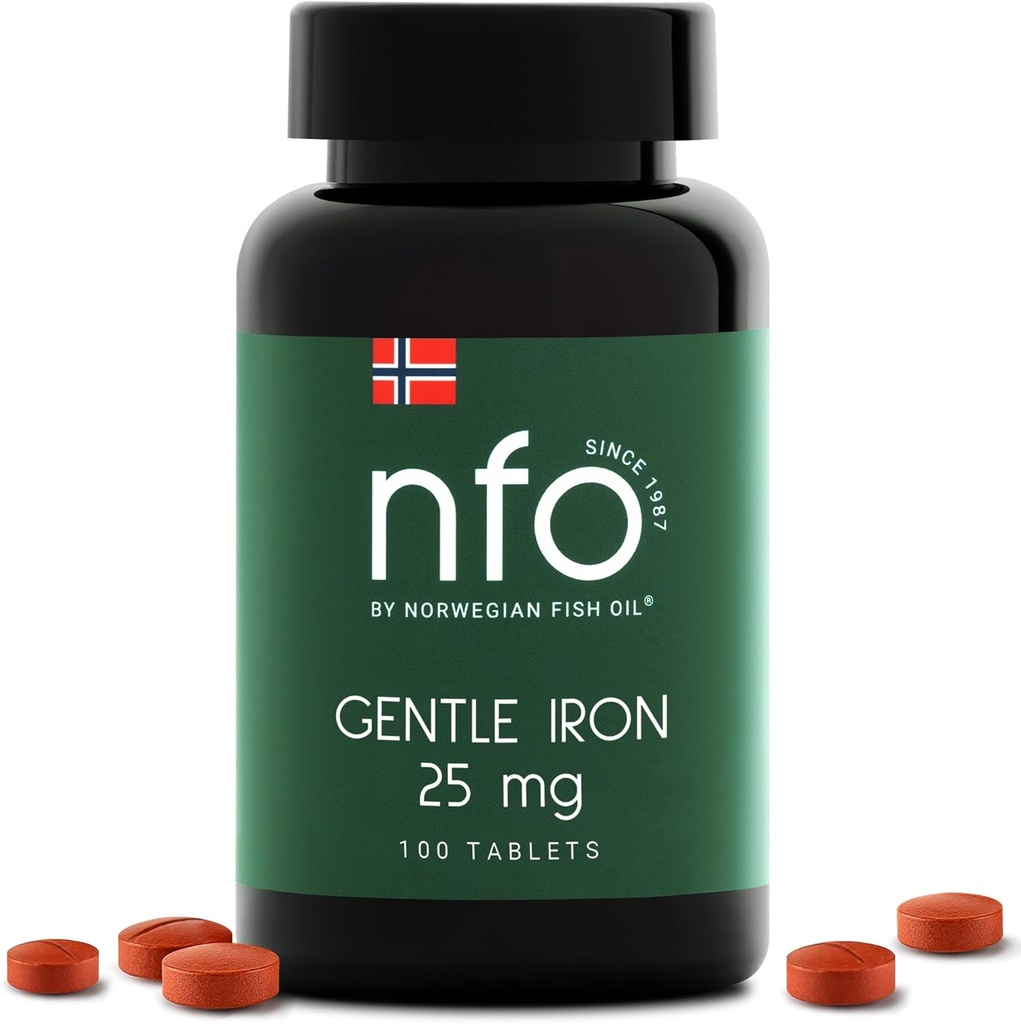 NFO Gentle Iron 100 comprimate] Norvegiană Complex de fier de mare absorbţie cu ferochel patentat Chelated Fier, blând pe stomac, Vegan-Friendly, non-Conscipiting