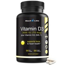 Vitamina D3 K2 3000 UI - cu vitamina K ca MK-7 de la Natto - mare potenta Vitamina D Supliment Healthy Bones, Teeth, Heart & Immune Function, Gluten-Free - 90 capsule