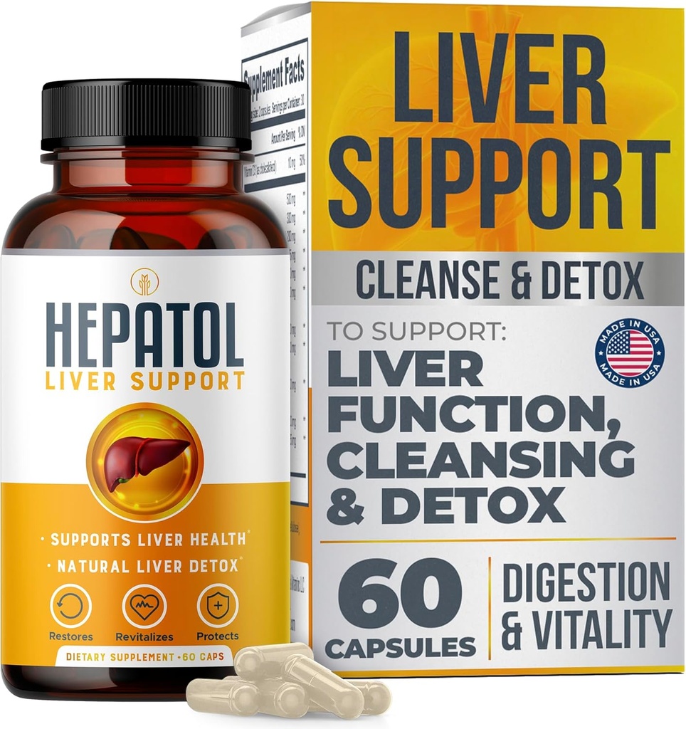 Ficat Curățare Detoxifiere - Suplimentul hepatic vegetal cu Turmeric; L-Cysteine Detoxifiere Suport Sanatate Ficat; Digestie Sanatos - Suport hepatic Detox Curate Suplimente - 60 Ct (1)