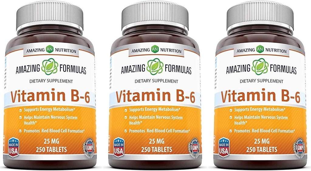 Amazing Formulas Vitamina B6 Pyridoxine 25mg 250 comprimate Supliment 