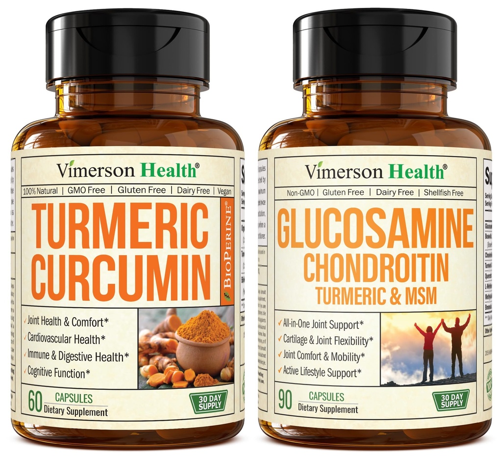 Curcumina turmerica cu extract de piper negru & Glucosamină Chondroitin MSM supliment comun de sprijin