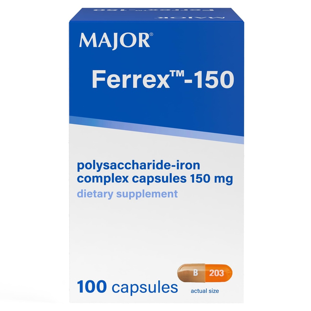 MAX Ferrex-150 Capsule Complexe Polizaharide-Iron 150mg Supliment de fier pentru femei si barbati 