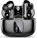 Căști fără fir, Bluetooth 5.4 Căști Bass Stereo, Muguri urechi cu zgomot Anulare ecran cu LED Mic, IP7 rezistent la apă în ureche Căști, 36H Timp de joacă pentru Laptop Pad Telefoane antrenament sportiv, negru