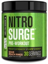 Fabrica Jacked NITROSURGE Suplimentul de pregătire - Energie fără sfârșit, câștiguri de putere instant, Focalizare clară, Pompe intense - NO Booster & Powerful Preworkout Energetic Powder - 30 Serviri, Sunete de piersici