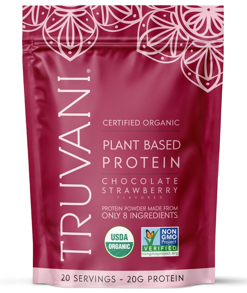 Truvani Vegan Pea Powder Proteina de Pudra de Piure de Ciocolata Strawberry 