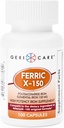 GeriCare Ferric X-150 mare potenta Polizaharida de fier Supliment, Capsule de fier Elementale, 100 Conte (Pachet de 1)