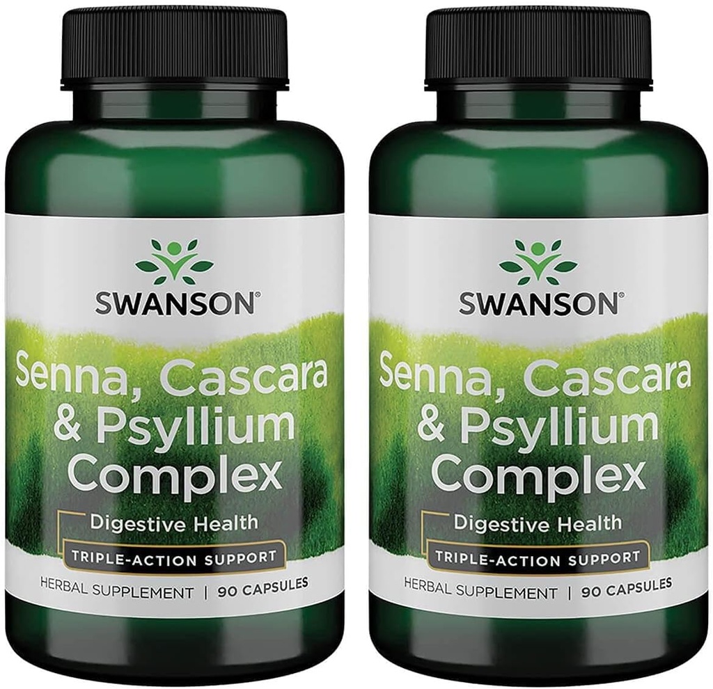 Swanson Senna Psyllium Cascara Complex GI Tract Regularitate Suport 90 Capsule (2 ambalaj)