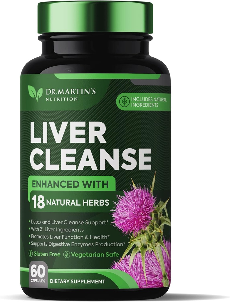 Liver Cleanse Detox & Repair Formula Supplement | For Enhanced Liver & Gut Health | Boosts Energy | Antioxidant with 21 Ingredients Milk Thistle, Silymarin, Artichoke, Dandelion, Beet, Chicory & More