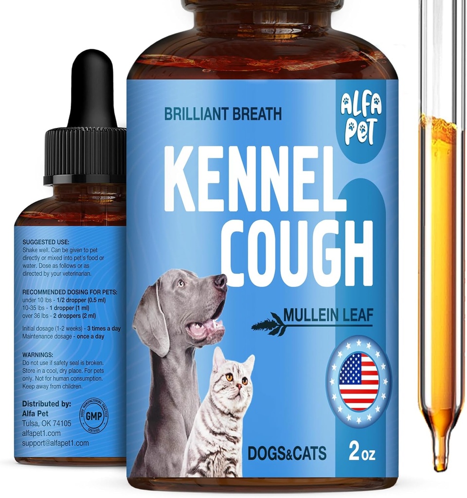 Dog Tuse de tratament lichid • Kennel tuse pentru câini și pisici • pentru respirație în timpul întregului ciclu de viață • marshmallow Root + Mullein frunze în compoziția • Supliment natural pentru toate Rasele • 2 Oz