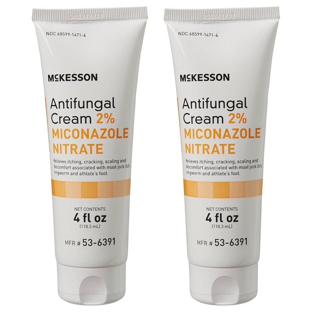 McKesson Cream Antifungice, 2% Miconazol Nitrate - Relieves Mâncărime, Ardere, Cracking de Jock Mâncărime, Ringworms and Athlete Foot - 4 oz., 2 Conte