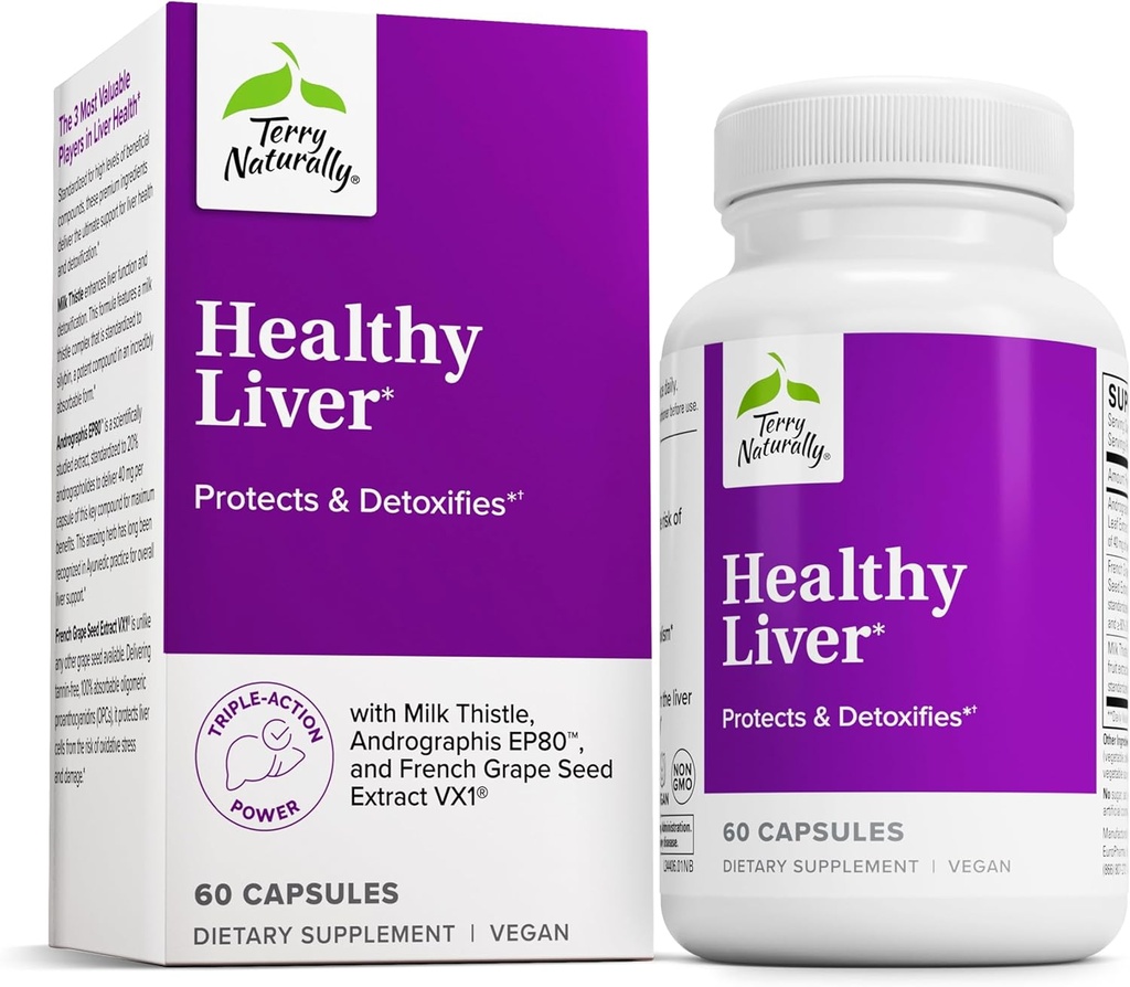 Terry natural sănătos Ficat - funcţie hepatică şi supliment de sprijin pentru sănătate - Cellular Health Support cu Andrographis EP80 & Francez Seed Seed Extract - Gluten-gratuit Dieta - 60 capsule