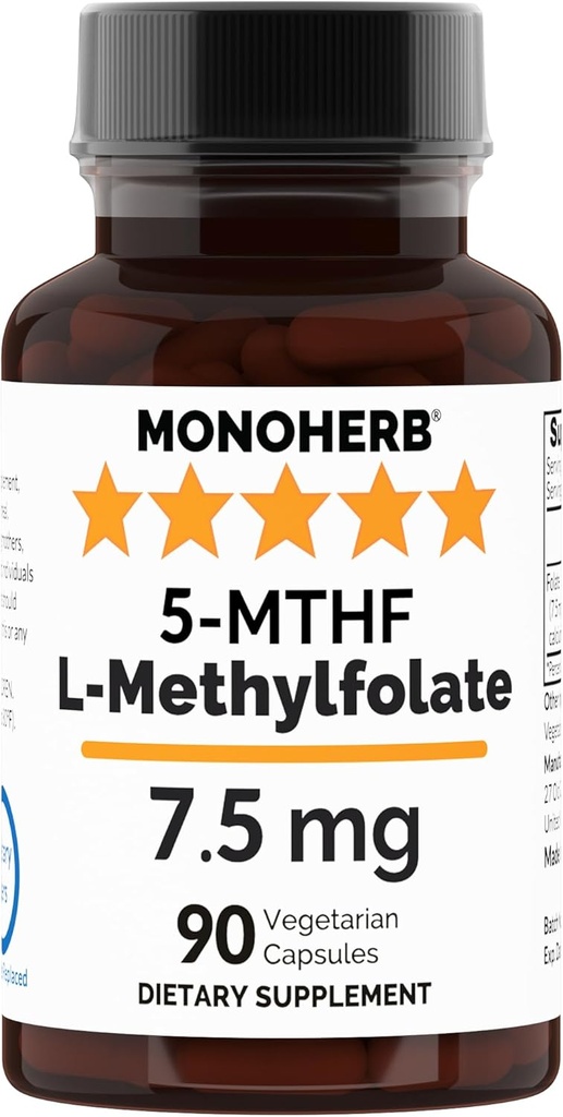 MONOHERB L-Metilfolat 7,5 mg - 90 Capsule vegetariene - Suplimentul cu Folat de metil