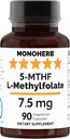 MONOHERB L-Metilfolat 7,5 mg - 90 Capsule vegetariene - Suplimentul cu Folat de metil