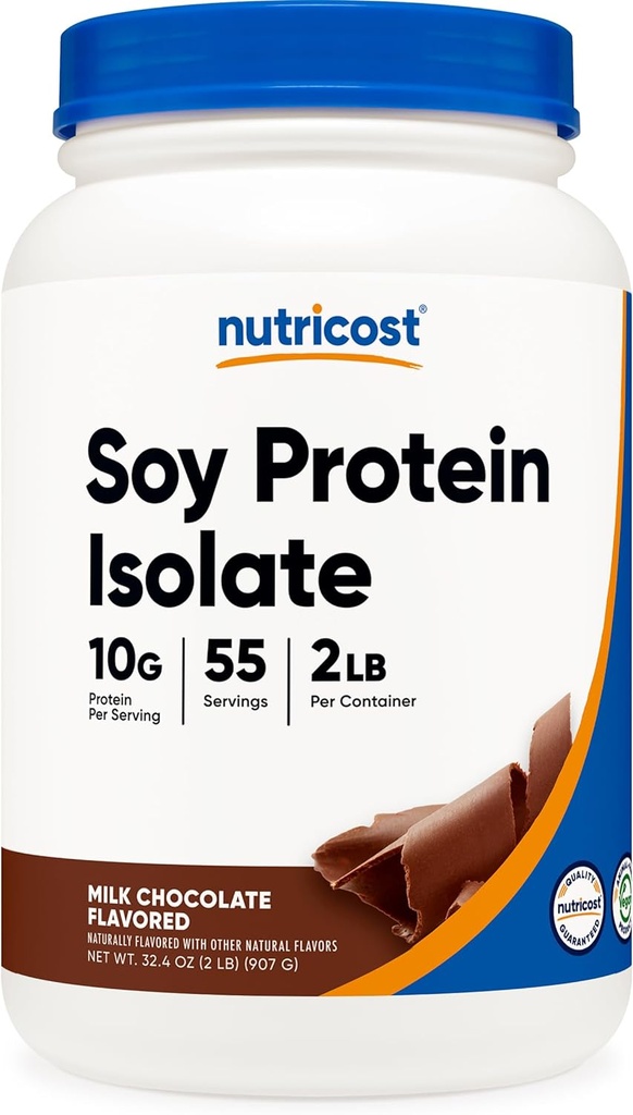 Nutricost Soy Proteine Izolate Pulbere, 2 LB Lapte Ciocolata - 10 grame de proteine per servire, Vegan, OMG- gratuit & Gluten