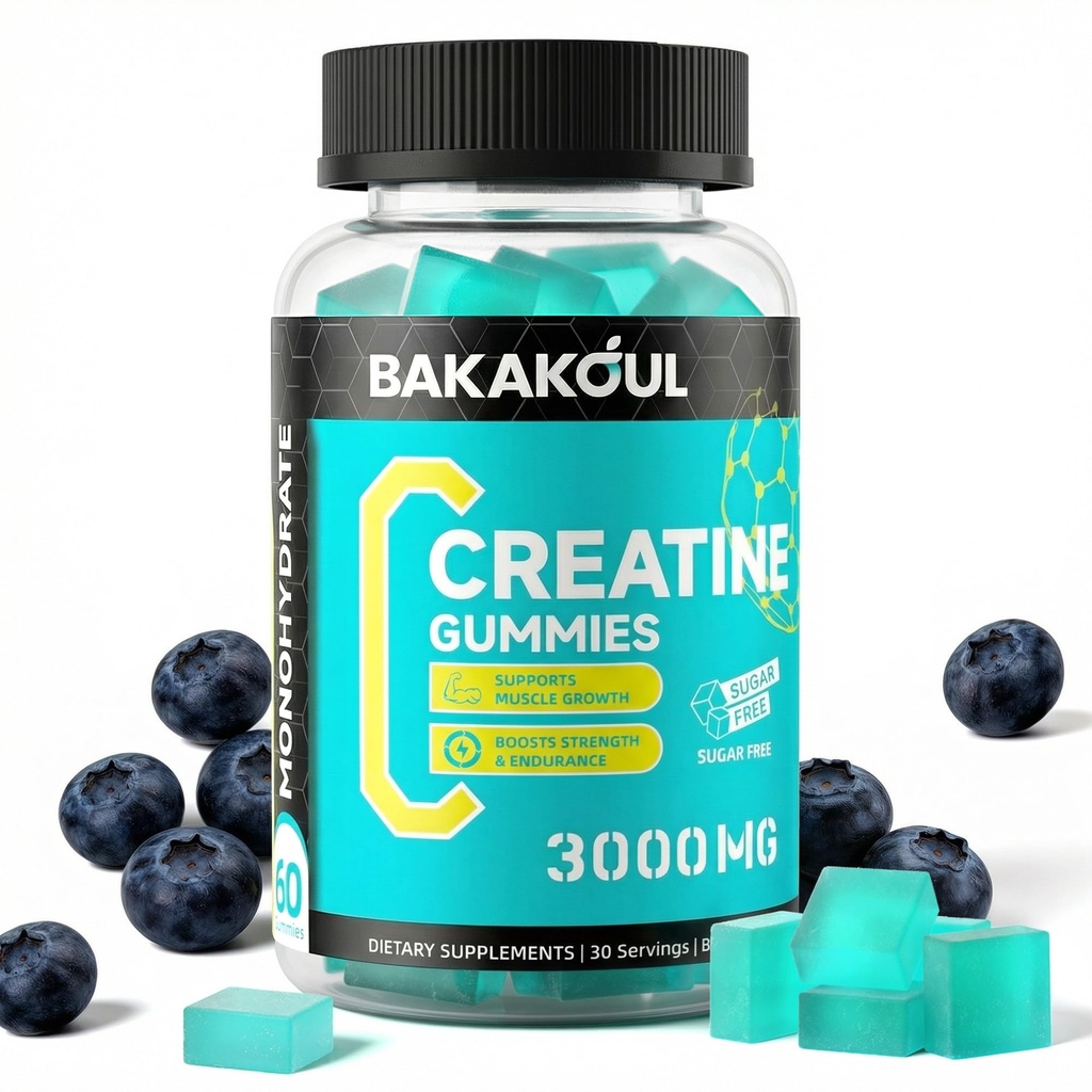 Creatin Monohidrat Gume pentru bărbaţi şi femei - 120 de gume fără zahăr cu glicinat de magneziu, L-Treonat, L-Taurină + vitamina B12 pentru suport muscular, energie Boost, 1 ambalaj