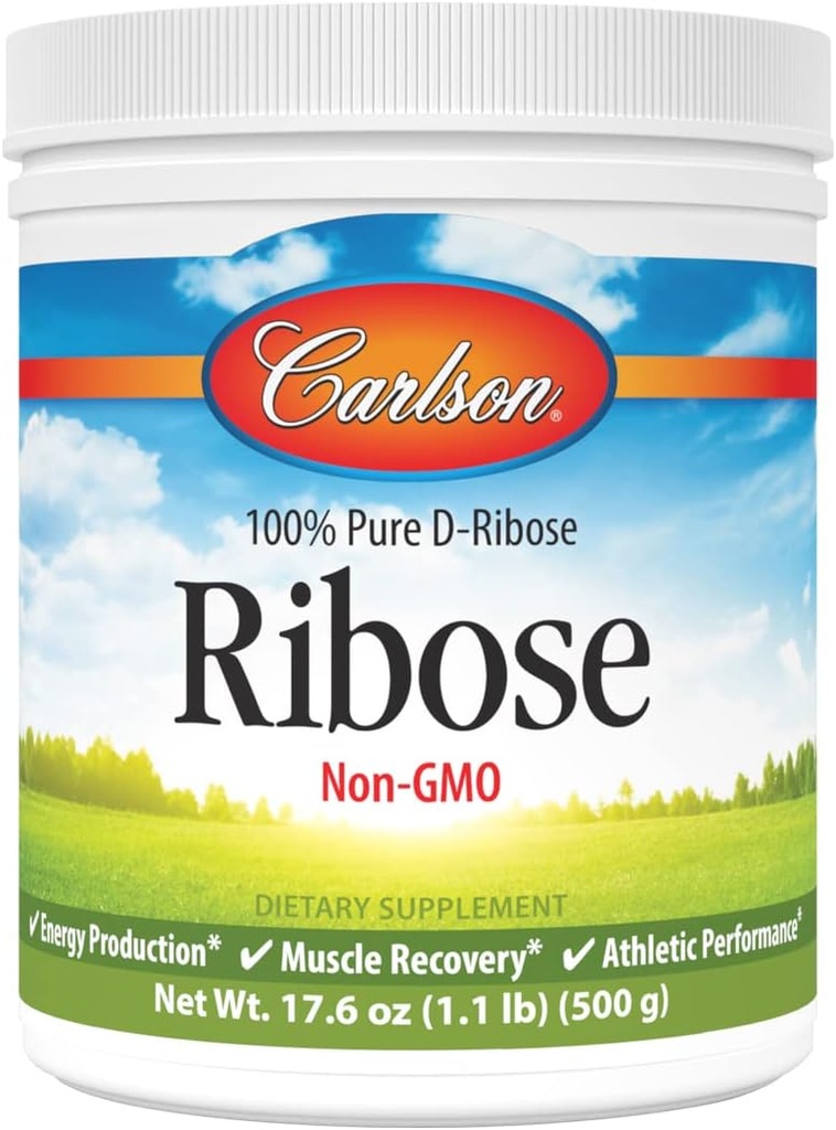 Carlson - Ribose, 100% Pure D-Ribose, Non-GMO, Energetic Production, Muscle Recovery & Athletic Performance, 17,6 oz (500 g)