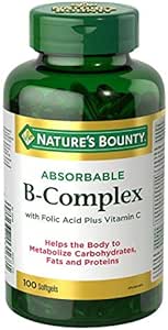 Natura bounty absorbant B-complex cu acid folic Plus vitamina C, 100 Softgels