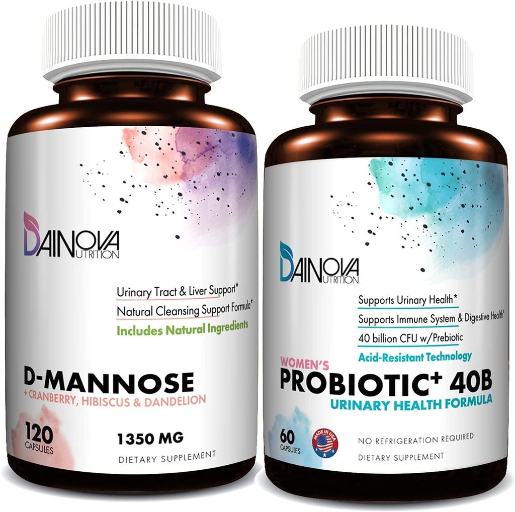 D Capsule Manose şi Probiotice pentru femei Bundle I Tract urinar + Vaginal Health Support I UTI şi controlul infecţiei ureice I Vegan, Gluten gratuit Am făcut în Statele Unite ale Americii