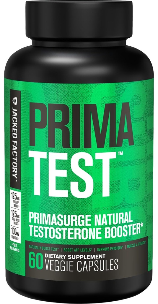 Jacked Factory Testosteron Booster pentru bărbaţi PRIMASURGE - w/Tongkat Ali, PrimaVie, Ashwagandha - Boost Vitality, musculare de creştere şi energie 