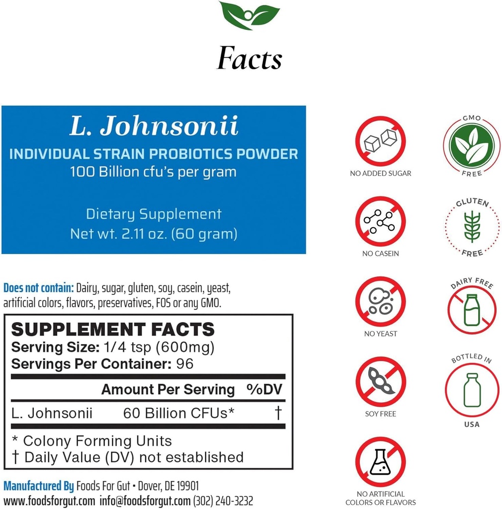 Alimente pentru Gut Lactobacillus Johnsonii Powder Probiotic 100 Miliarde cfu lui 