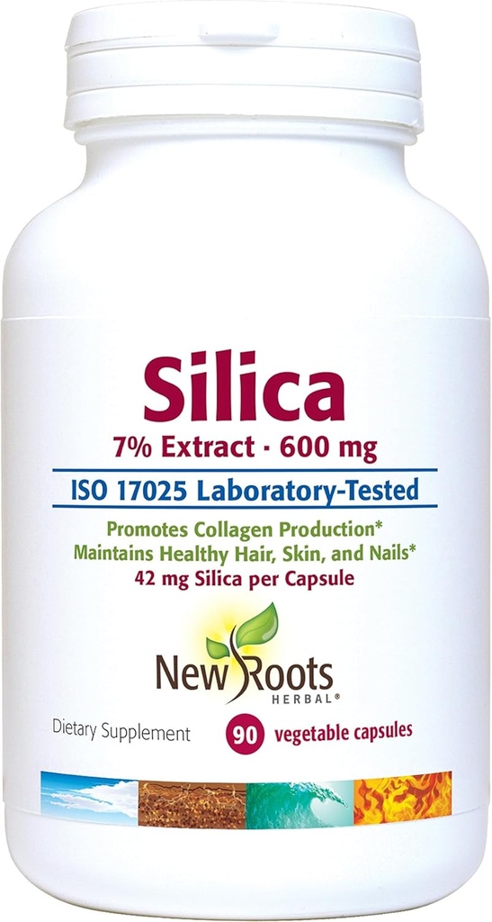 Siliciu 7% Supliment de extract (90 capsule) - 600 mg pe capsulă - Supliment de siliciu - Suport unghie de păr și piele 
