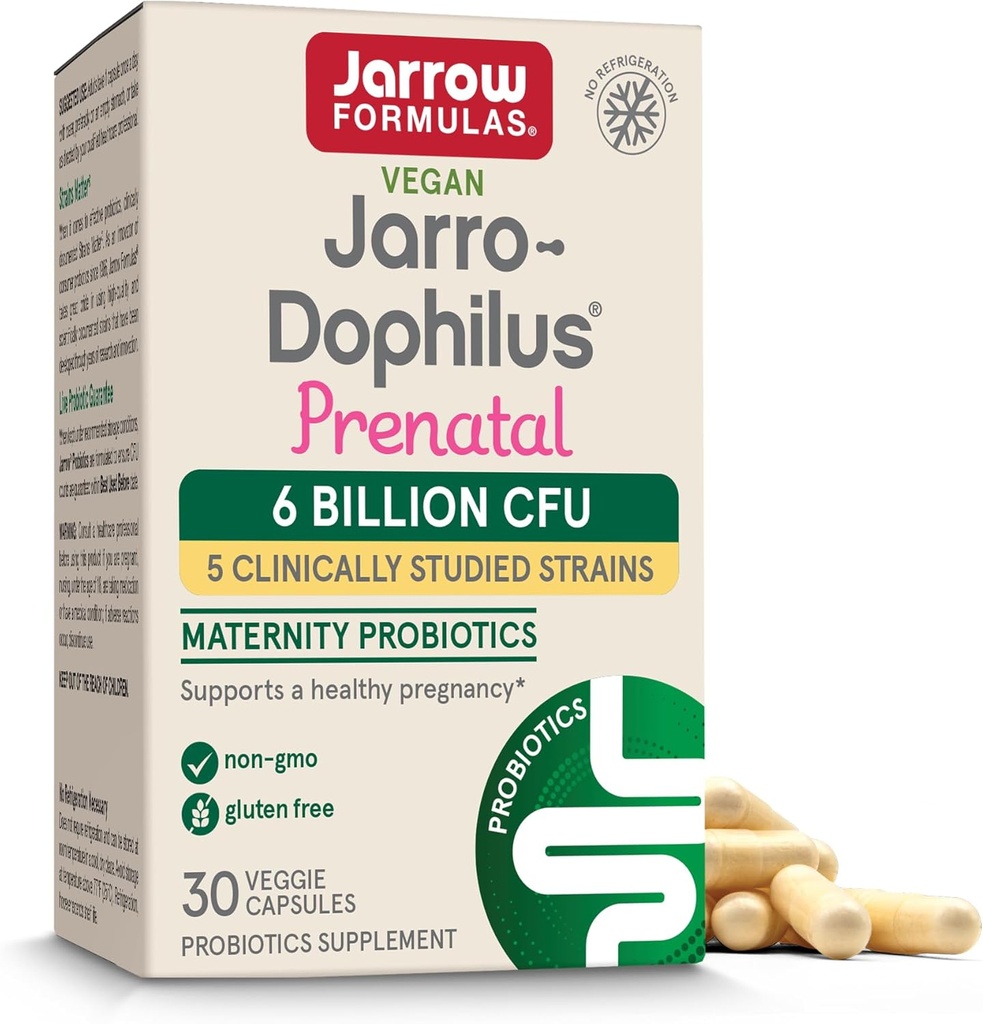 Jarrow Formulas® Jarro-Dophilus® Probiotice prenatale pentru femei, 6 miliarde CFU, susține o sarcină sănătoasă, 30 capsule vegetale, 30 zile de aprovizionare