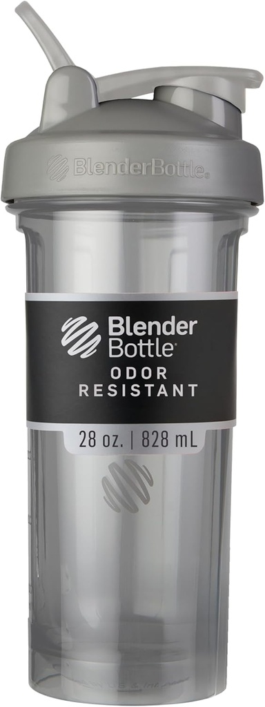 BlenderBottle Shaker Sticla Pro Series Perfect pentru Shake-uri de proteine și antrenament pre, 28-Ounce, Smoke Grey