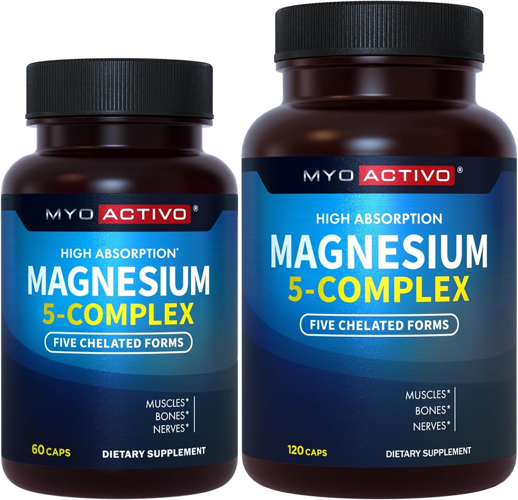 60ct + 120ct - MyoActivo 5-in-1 Complex de magneziu - Absorbție ridicată - Magneziu Chelat