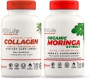 Full Life Colagen hidrolizat și Moringa Oleifera capsule - suplimente alimentare - Pastile bovine Colagen pentru femei și bărbați, Gluten-Free - Capsule vegetale