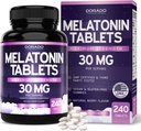 Melatonina 30 mg comprimate pentru adulţi (240 comprimate) - comprimat de dizolvare rapidă cu 30 mg melatonină per comprimat - Gluten-free, non-GMO, 100% Vegetarian, & Great Tasting - Aroma Berry amestecat - Made in USA