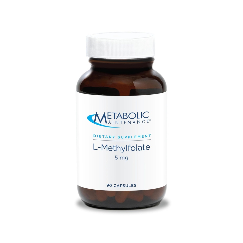 Întreţinerea metabolică L-Metilfolat 5 mg - Susţine un mindset sănătos - Folat activ pentru suport metilat şi reacţii biochimice - foarte biodisponibil - 90 Servings - 90 capsule